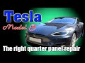 Tesla Model S. The right quarter panel repair. Ремонт правого заднего крыла.