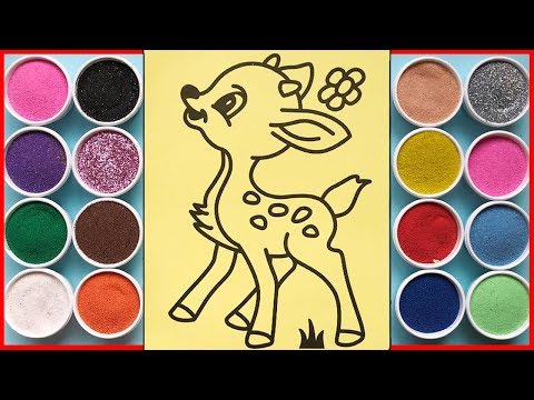 Video Đồ chơi tô màu tranh cát con nai vàng ngơ ngác - Sand... - youtube