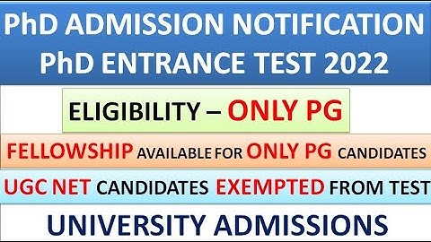 PhD Entrance Test University | Fellowship With Only PG | UGC NET Direct Interview | Any State