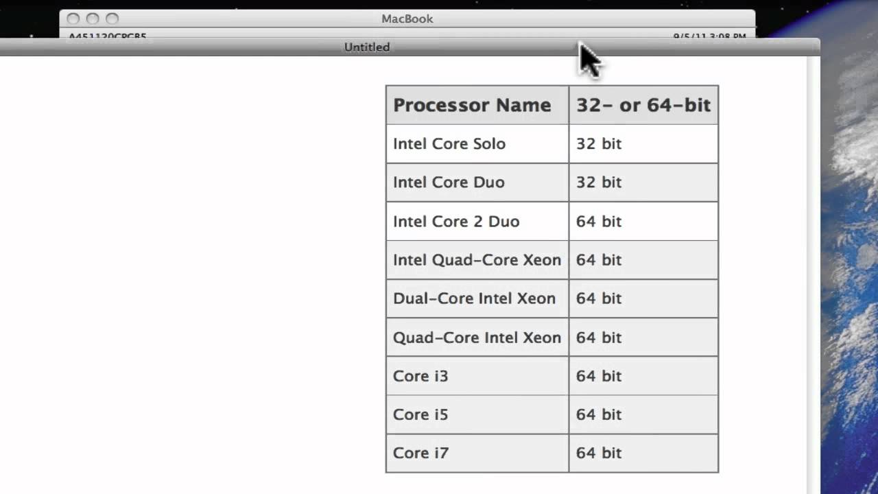 How to tell if your intel-based mac has a 32 bit or 64 bit processor -  YouTube