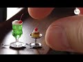 【ミニチュア】一から作るメロンクリームソーダ & プリン｜ 1/12サイズ