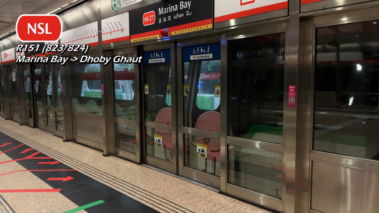 (Exterior & interior ad!) SMRT - ALS R151 (823/824) (Marina Bay » Dhoby Ghaut)