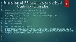 Estimation of IRR for Simple and Mixed Cash Flow Examples