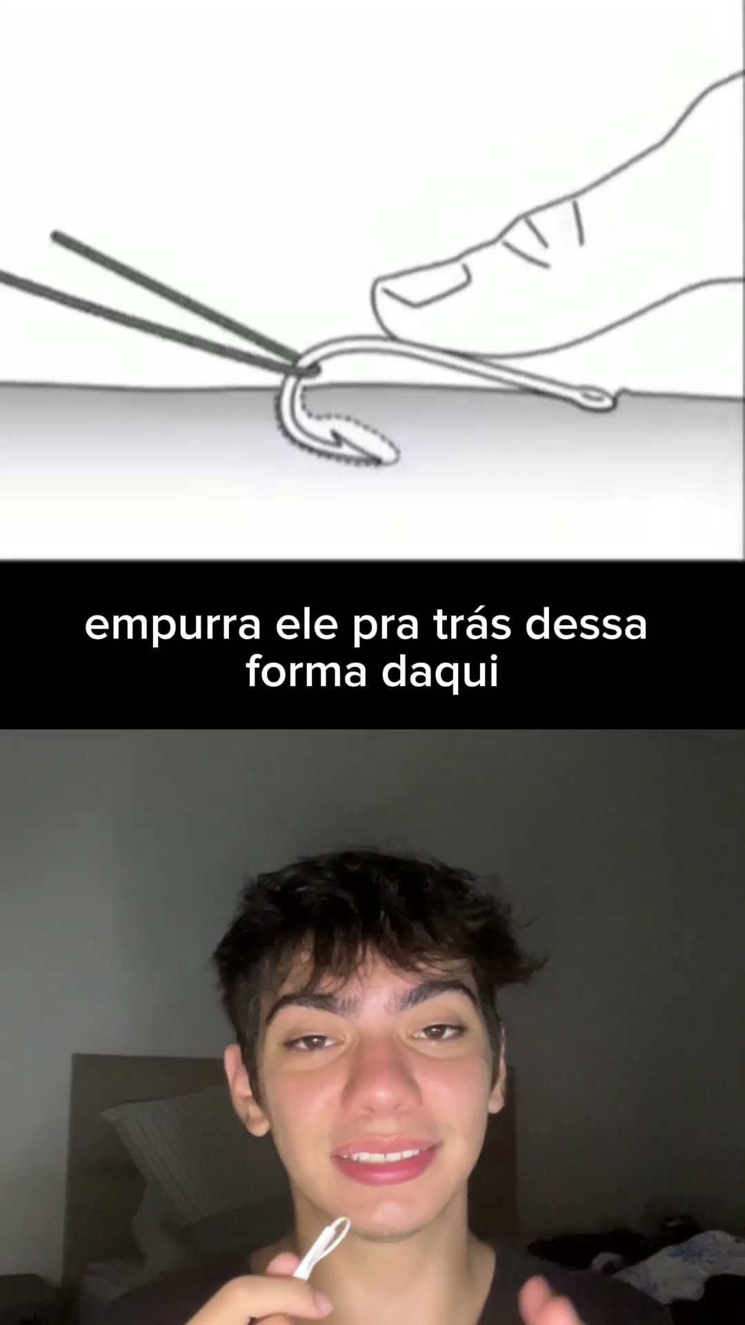 ?⚠️ Anzol preso? Empurre pra trás e puxe com cuidado. Evite machucar a pele!
