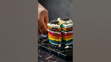 Cutting  Rainbow Oreo Cake ASMR II #asmrsounds #relaxingsounds #asmr #satisfying #ai #shorts #macro