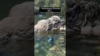 Our Daughter, Swimming in the Cold 🥶 Yet Crystal Clear Water of Emerald Bay in South Lake Tahoeu