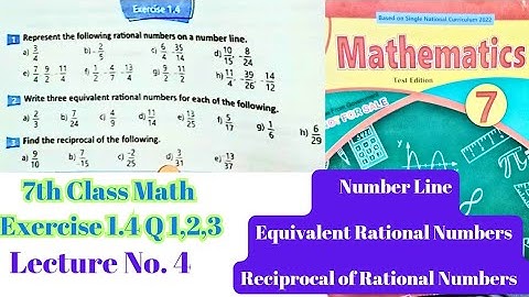 7th Class Math | Exercise 1.4 | Number Line | Equivalent Rational Numbers | Reciprocal of an integer