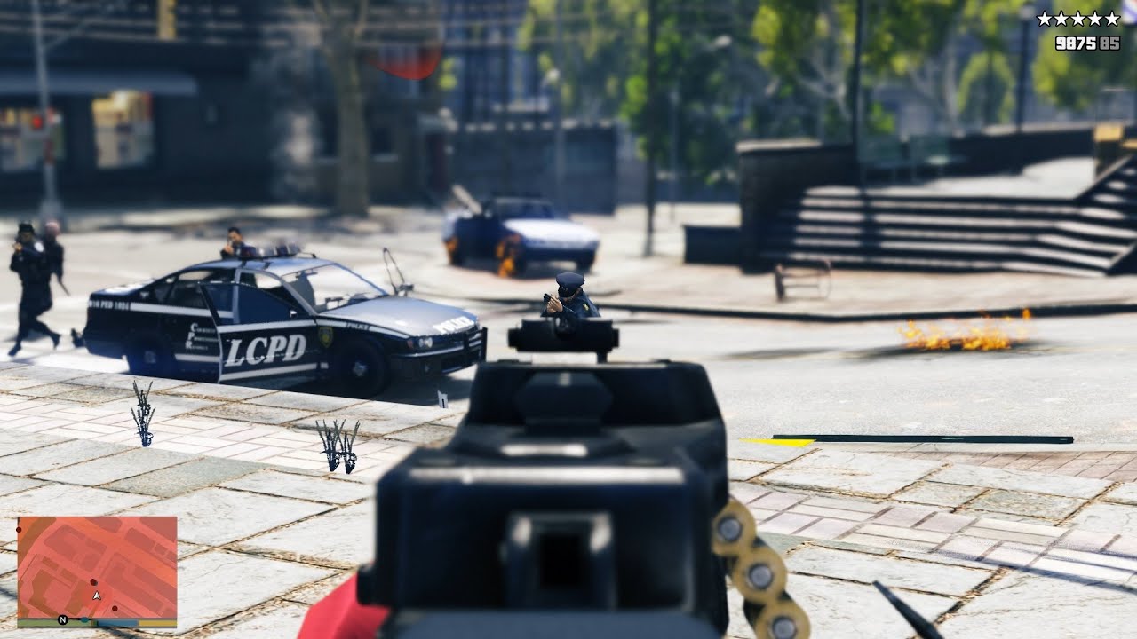 GTA V Liberty City First Person Police Station Shootout + Epic 5 Star ...