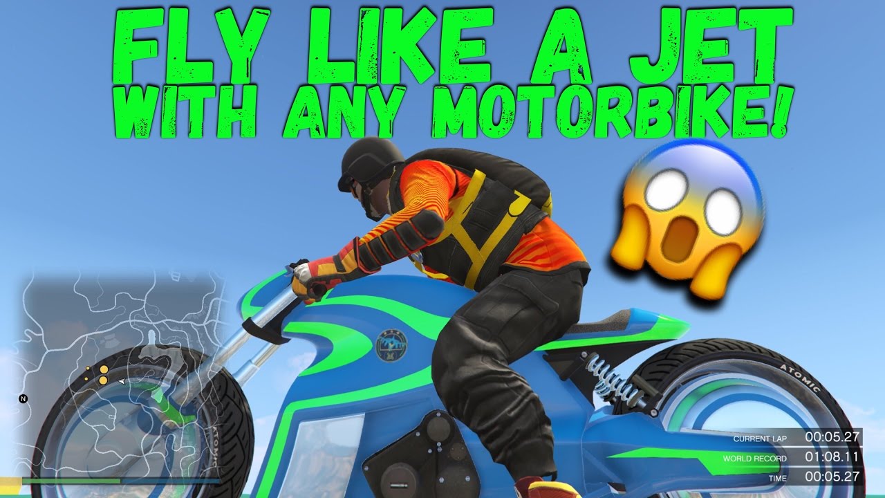 FLY TO SPACE BIKE GLITCH! (GTA 5 Funny Moments) (FLYING MOTORCYCLE