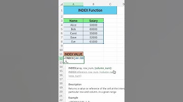 Index Function Excel | Index Formula In Excel #excel #excelformula #learnexcel #index #exceltricks