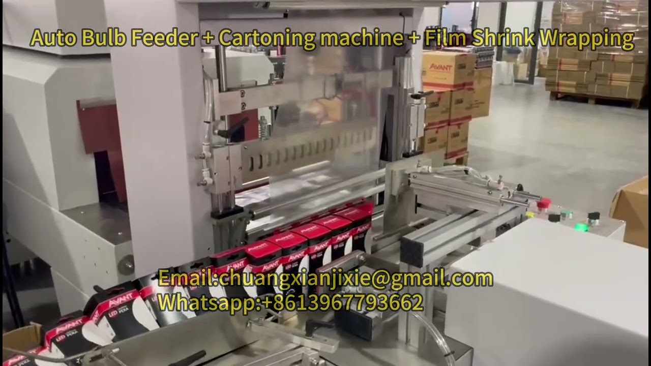 LED Bulb Light Auto Feeder Carton Packaging Shrink Flim Wrapping Machine
