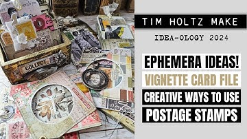 EPHEMERA IDEAS! CREATIVE WAYS TO USE POSTAGE STAMPS - VIGNETTE CARD FILE [TIM HOLTZ IDEA-OLOGY]