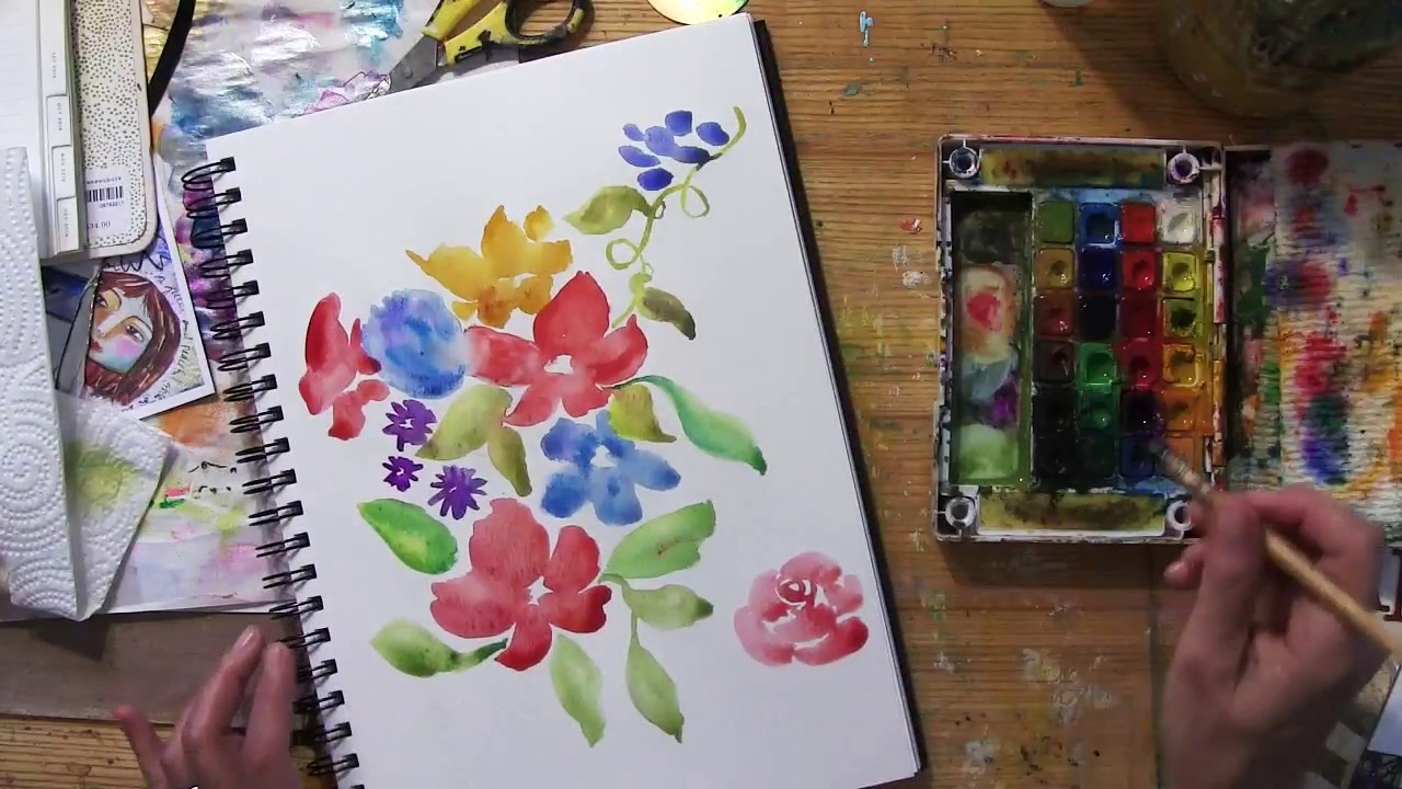 Watercolor Flower Tutorial - YouTube