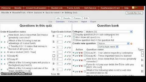 MT010 - Adding Random Questions to a Quiz - Moodle V1