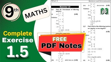 9th Class Math Unit 1 Complete Exercise 1.5 || Matrices And Determinants #9thmaths