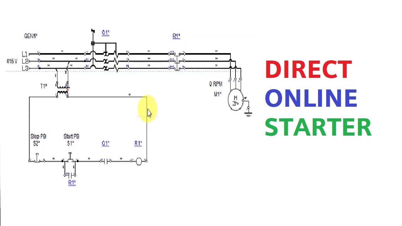 Direct Online Starter Control Motor Wiring Diagram In Hindi Urdu Youtube