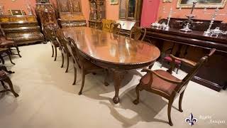 Antique Queen Anne Revival Dining Table & 8 Chairs 19th Century