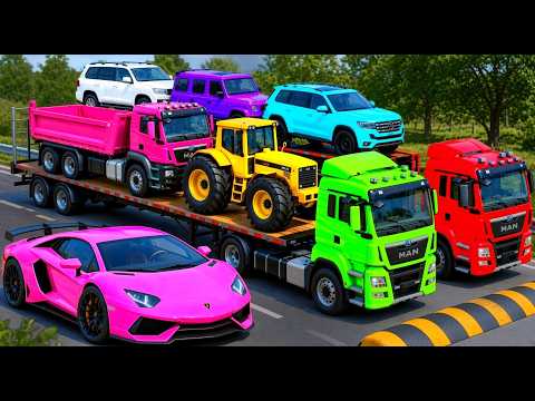 Flatbed Truck McQueen Transportation with Truck Pothole vs Car #73 BeamNG Drive