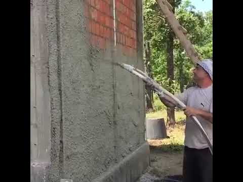 Машинное нанесение штукатурки видео