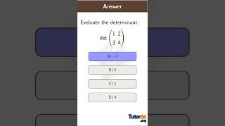 Evaluate determinants with parameters in 30 sec #shorts #math #tutorda