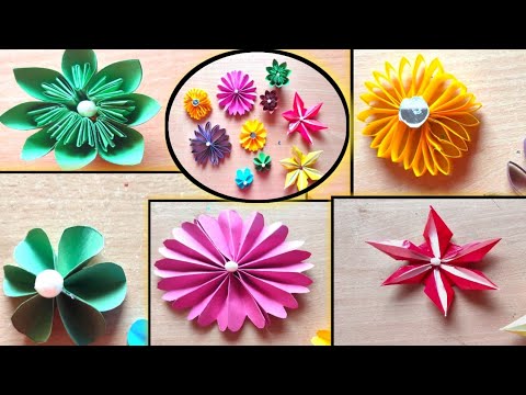 5 Easy Paper flower|| How to make paper flower|| 5 types of paper ...