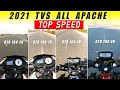 2021 tvs apache series top speed  rtr 160 2v  rtr 180 2v  rtr 160 4v  rtr 200 4v