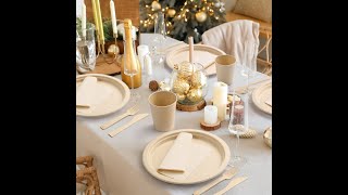 LEKOCH Thanksgiving Party Disposable bamboo plates