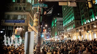 Eagles fans get rowdy in the streets of Philadelphia after Super Bowl victory
