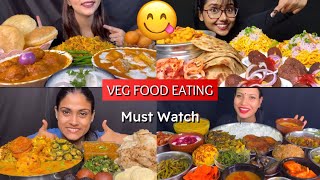 ASMR EATING VEG FOOD MUKBANG | Dal Chawal, Aloo Bhorta, Bengan Bhaja, Paneer Lababdar?? Spicy Food