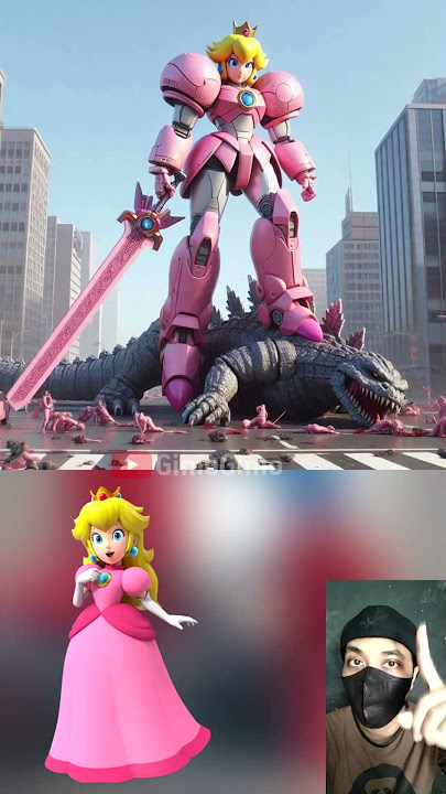 Mario Brothers Titan Robot Saves the City from Godzilla #mario #godzilla #robot