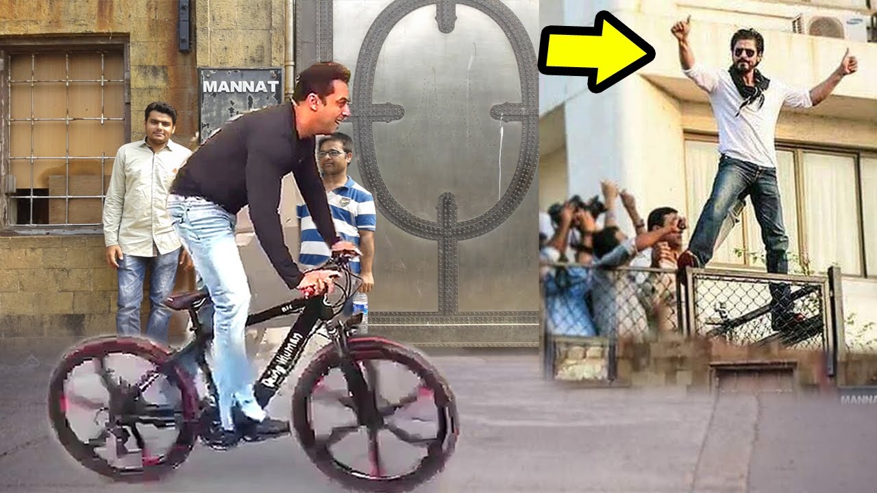 Salman Khan Cycling In Front Of Shahrukh Khans House Mannat In Mumbai