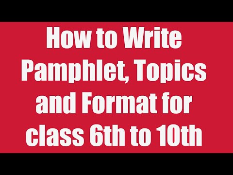 Video: How To Write A Pamphlet