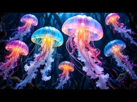 Peaceful Sleep Music 🌙 4K Jellyfish Aquarium with Calming Ocean Ambience