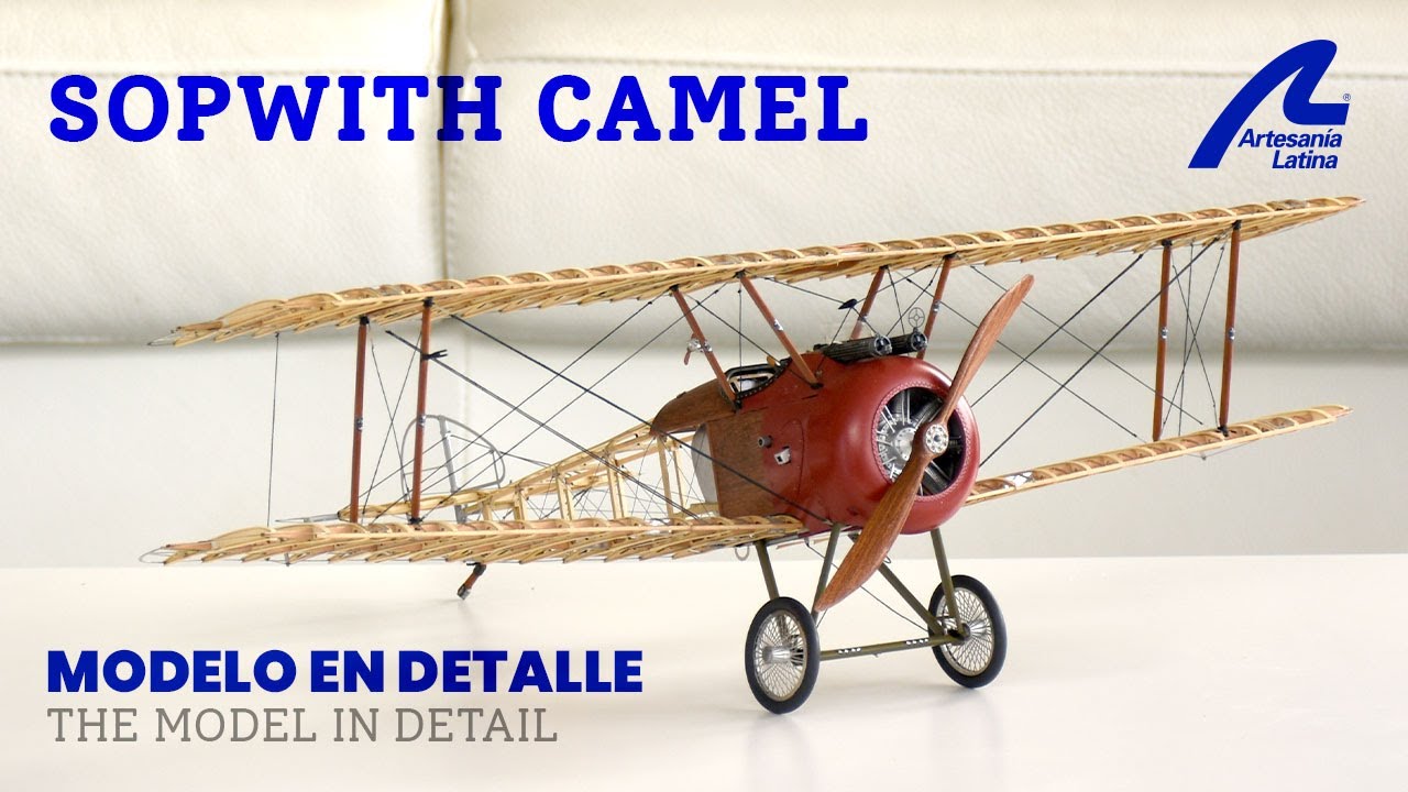 Wooden Metal Model Airplane. Biplane Fighter Sopwith Camel
