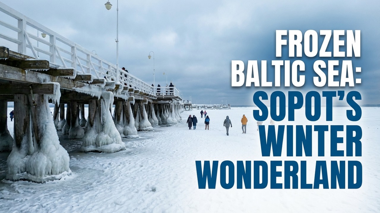 Sopot Plaża Zima 2026 - mroźne krajobrazy, zamarznięty Bałtyk, jak wygląda plaża w zimę