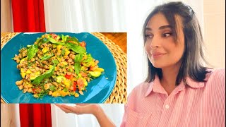 Making a vegan Mediterranean lentil salad/delicious salad #lentils #delicious #asmr