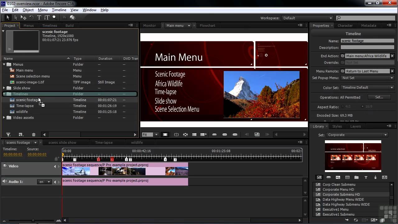 create menu adobe encore cs6