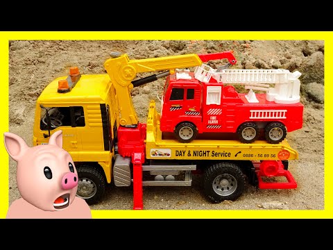 Video Bé cá đồ chơi - Máy cẩu vớt xe cứu hỏa, ô tô trộn bê... - youtube