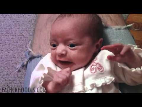 Little baby is tot-ally shocked by dad's strange noise - YouTube