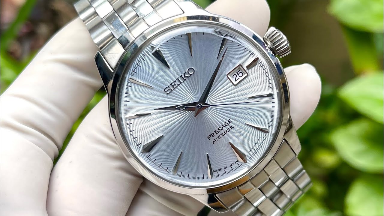 Seiko Presage SRPE19J1 light blue - YouTube