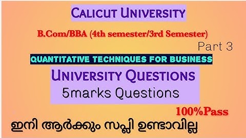 Quantitative Techniques For Business B.Com/BBA          University Questions:5marks Questions