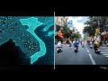 Traffic flow of hundreds of motorbikes in Vietnam, cinematic shot