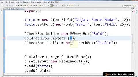 Universidade XTI   JAVA   081   GUI, JCheckBox e ItemListener