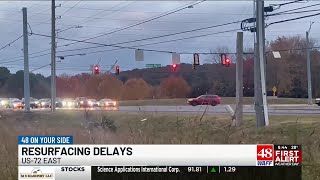 US-72 East resurfacing nears completion, delays continue