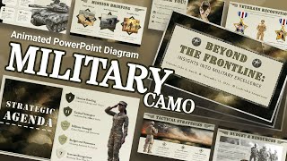 Ultimate Camo Military PowerPoint Template Convey Strength Strategy Honor