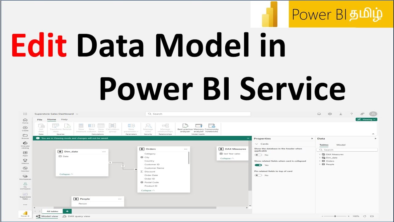 Edit Data Model in Power bi service [Power BI Tamil -35/50] - YouTube