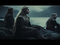 Meditativ female viking chants with mesmerizing percussion  nordic sea atmosphere  deep drums