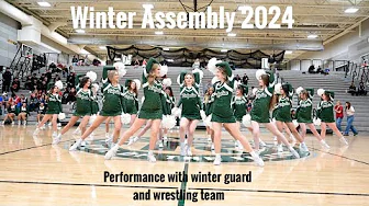 Ridgeline Dance Team at the winter assembly with guard and wrestlers! 2024