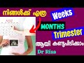 How to calculate pregnancy weeksmonth  trimester malayalam