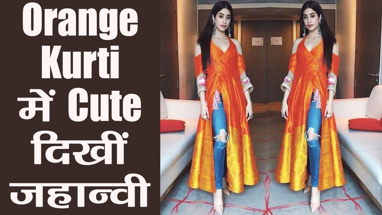 Devnaagri - Janhvi Kapoor in Sage Green Slit Chanderi Kurta Set